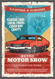Discover a curated selection of men's clothing, footwear and lifestyle items. Retro Motor Show Vintage Poster With Classic Car Old Car With Royalty Free Cliparts Vectors And Stock Illustration Image 110467672