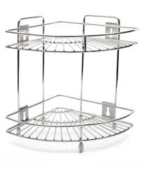 Space saving bamboo corner shelf unit ideal for kitchen and bathroom office corner; Coconut 1 Pc 2 Tier Stainless Steel 23x23x29 Cm Kitchen Corner Organiser Rack Kitchen Stand Bartan Stand Buy Coconut 1 Pc 2 Tier Stainless Steel 23x23x29 Cm Kitchen Corner Organiser Rack Kitchen Stand Bartan Stand Online
