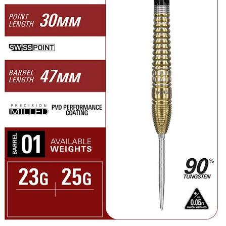 Target Prime Series Hot Shot G3 Swiss Point Steel Tip Darts - 25gm