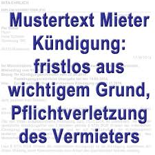 Doch in der praxis führt genau diese regelung oft zu streit. Mustertext Fristlose Kundigung Durch Den Mieter Gemass 543 Bgb