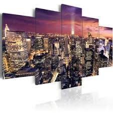 Nutze dieses bild für print. Wandbild 4 Teilig Manhattan Skyline New York Usa Amerika Bei Nacht Bild Leinwand