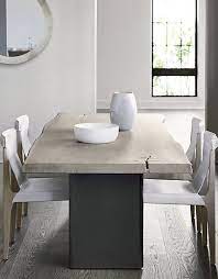 Solid Setting Wide Acacia Wood Planks Top Off This Natural Beauty Finished With A Live Minimalist Dining Room Modern Dining Table Interior Design Dining Room