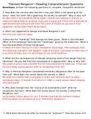 Originally published in the magazine of fantasy and science fiction. Harrison Bergeron Questions Harrison Bergeron Questions Type Your Answers To The Following Questions 1 What Is The Purpose Of Handicaps To Make Course Hero