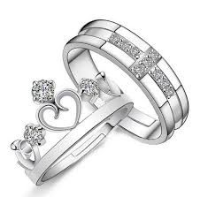 Free Crown Cross King Queen Adjustable Couple Rings Couple Wedding Rings Wedding Rings For Women Silver Engagement Rings