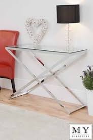 Anikka Modern Chrome And Glass Console Hallway Table Hallway Table Console Table Hallway Glass Console Table