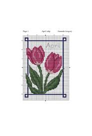 Amanda Gregory Cross Stitch Design April Tulip Free Cross