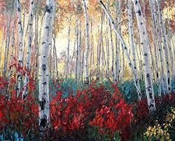 Real Birch Tree Wall Art Real Hand Painted Birch Tree And Lavender Fields Canvas Oil Painting For Home Wall Art Decora En 2020 Pinturas Abstracto Paisajes