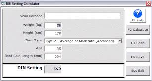 True Din Settings Din Setting Chart For Ski Bindings