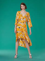 Eloise Asymmetric Mini Dress In Walden Marigold Diane Von Furstenberg Wrap Dress Dresses Wrap Dress Styles