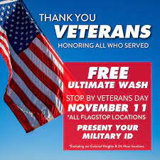 Free car wash near me for veterans. Flagstop Car Wash On Twitter This Veterans Day We At Flagstop Give Thanks To All Who Have Served Present Your Military Id At Any Of Our Locations Exclusions Apply On Wednesday November