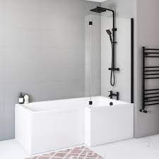 Maybe you would like to learn more about one of these? Lomax 1700 X 850 L Shaped Shower Bath Right Hand With Front Panel And Pluto 1450mm Matt Black Bath Screen Better Bathrooms