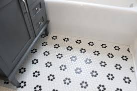 Black And White Vintage Hexagon Flower Tile In Bathroom From Home Depot Farmhouse Style Bathroom Tile Bathroom Zen Bathroom Decor Flower Tile