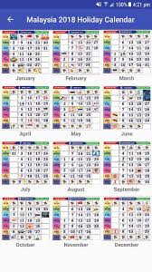 Malaysia public holidays 2017 calendar & countdown. Malaysia 2018 Holiday Calendar For Android Apk Download