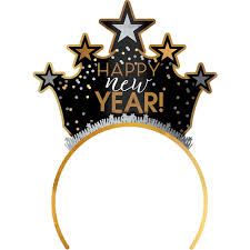 Black Gold Silver Happy New Year Tiara Headband Image 1 Black Gold Party New Years Eve Decorations New Year S Eve Hats
