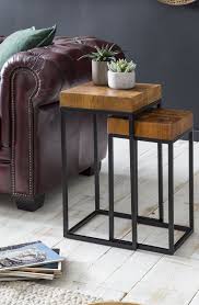 Wohnling Beistelltisch 2er Set 30x30 Cm Wl5 660 Aus Sheesham Massivholz Und Metall Wohnzimmer Esszi Beistelltisch Holz Holz Wohnzimmer Couchtisch Massivholz