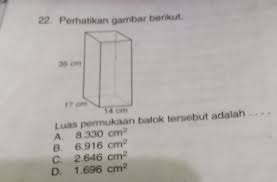 Rumus umum dari volume dan luas permukaan balok adalah sebagai berikut Luas Permukaan Balok Tersebut Adalah Brainly Co Id