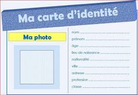 La Carte D Identite Carte D Identite Carte Identite Enfant Vocabulaire Francais