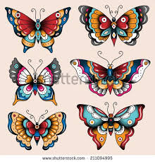 Set Of Old School Tattoo Art Butterflies For Design And Decoration Traditional Butterfly Tattoo Butterfly Tattoo Designs Art Tattoo