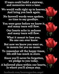 Memorial Poems I M Sorry I Left You Quickly Heavens Garden Memorial Poems Poems Memories