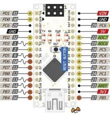 Arduino nano has 14 digital input / output pins and 8 analog pins. Arduino
