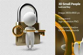 3d Small People Lock And Key Lock And Key Image Key Small