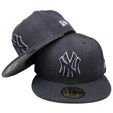 New York Yankees Mlb Fitted Hat From New Era Heather League Collection Features Woven Acrylic And Wool In All Dark Navy Wi Fitted Hats Ny Logo New York Yankees