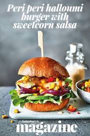 Peri Peri Halloumi Burger With Sweetcorn Salsa Recipe Recipe Recipes Vegetarian Bbq Vegetarian Vegan Recipes