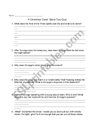 The editors of publications international, ltd. English Worksheets A Christmas Carol Stave Two Quiz