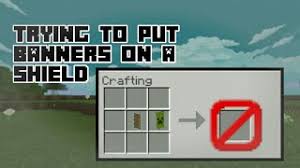 … move the shield to inventory put the banner on the left side of the crafting table, and then place your shield in the middle. Trying To Put Banners On Shield Mcpe Minecraft Bedrock Edition Youtube