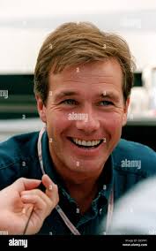 British American Racing Managing Director Craig Pollock talking to  journalists about the signing of Jacques Villeneuve, who he also manages  Stock Photo