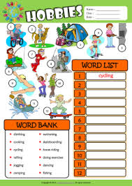 Hobbies Esl Find And Write The Words Worksheet For Kids Hobbies For Kids Worksheets For Kids Hobbies