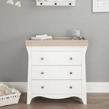 I am hoping the article that appears may be useful to you. Cuddleco Clara 3 Drawer Dresser Satin White Driftwood Ash