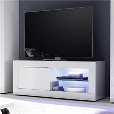 L 122 x p 42 x h 57 cm. Meuble Tv Lumineux Blanc Laque Design Felino