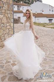 Milva Wedding Dresses 2019 Marbella Collection Roses Rings Beach Bridal Gown V Neck Wedding Dress Gorgeous Wedding Dress