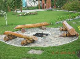 Diy Log Seating Around Fire Pit Backyard Fire Garden Fire Pit Outdoor Fire