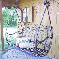 Dandibo Hangebank Metall Braun Wetterfest Schaukel Gondel Hangesessel 1868 2 Sitzer Gartenbank Metal Patio Furniture Garden Swing Wrought Iron Furniture