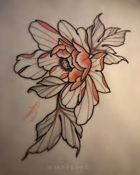Neo Traditional Peony Tattoo Flash By Jake Guad Traditional Tattoo Flowers Neo Traditional Tattoo Traditional Tattoo Flash