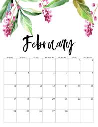 February 2019 Floral Cute Calendar February February2019calendar February2019 Template P Monthly Calendar Printable Free Printable Calendar Print Calendar