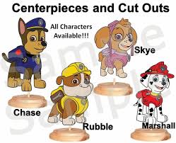 Marshall paw patrol cake topper fondant tutorial. Paw Patrol Characters Centerpieces With Stand Cake Topper Or Cut Outs Chase Everest Marshall Rocky Rubble Ryder Skye Zuma Edible Party Images