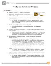 Student exploration evolution natural and artificial selection gizmo answer key. Rainfall Bird Metric Vocab Pdf Studocu
