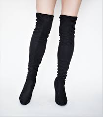 Slit in the back, possibility to turn down the top part. High Heel Suede Over The Knee Boot Black Lov Shoes