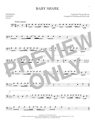 Baby Shark Sheet Music Pinkfong Instrumental Solo Bass Clef