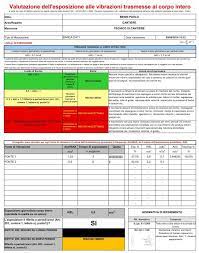 Il presente lavoro non costituisce banca dati valida ai sensi del d.lgs. Valutazione Del Rischio Vibrazioni Corpo Intero In Excel