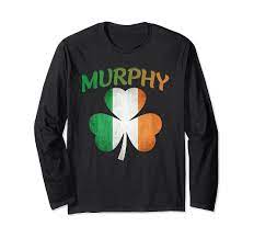 Amazon.com: Camiseta tricolor de manga larga con trébol Murphy de San  Patricio, Negro - : Ropa, Zapatos y Joyería