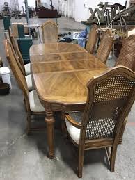 Dining table with leaves and pads also available. Lot Vintage Mid Century Thomasville Dining Room Table With 8 Chairs Cane Back Fine Conditon