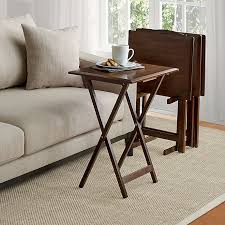 Table mate ii folding tv tray Farmhouse 5 Piece Oversized Snack Table Set In Walnut Bed Bath Beyond