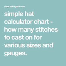 Simple Hat Calculator Chart How Many Stitches To Cast On For Va Knitting Patterns Free Hats Beanie Knitting Patterns Free Baby Cardigan Knitting Pattern Free
