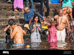 Local people have bath in the Ganga river, Varanasi, India, Asia Stock  Photo - Alamy