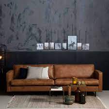 Sofa cognac braun recycling leder used look kienta. 3 Sitzer Sofa Macaza In Cognac Braun Recyclingleder Pharao24 De