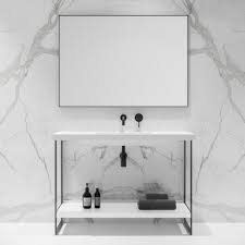 Mirrored vanity sink with marble top freestanding … Lusso Silo Matte Black Frame Freestanding Bathroom Vanity Unit